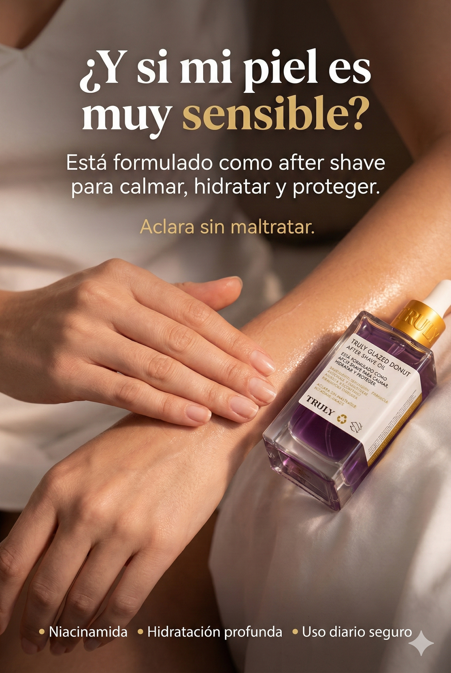 Truly Glazed Donut After Shave Oil: Aclara, calma y protege las zonas más delicadas de tu cuerpo.