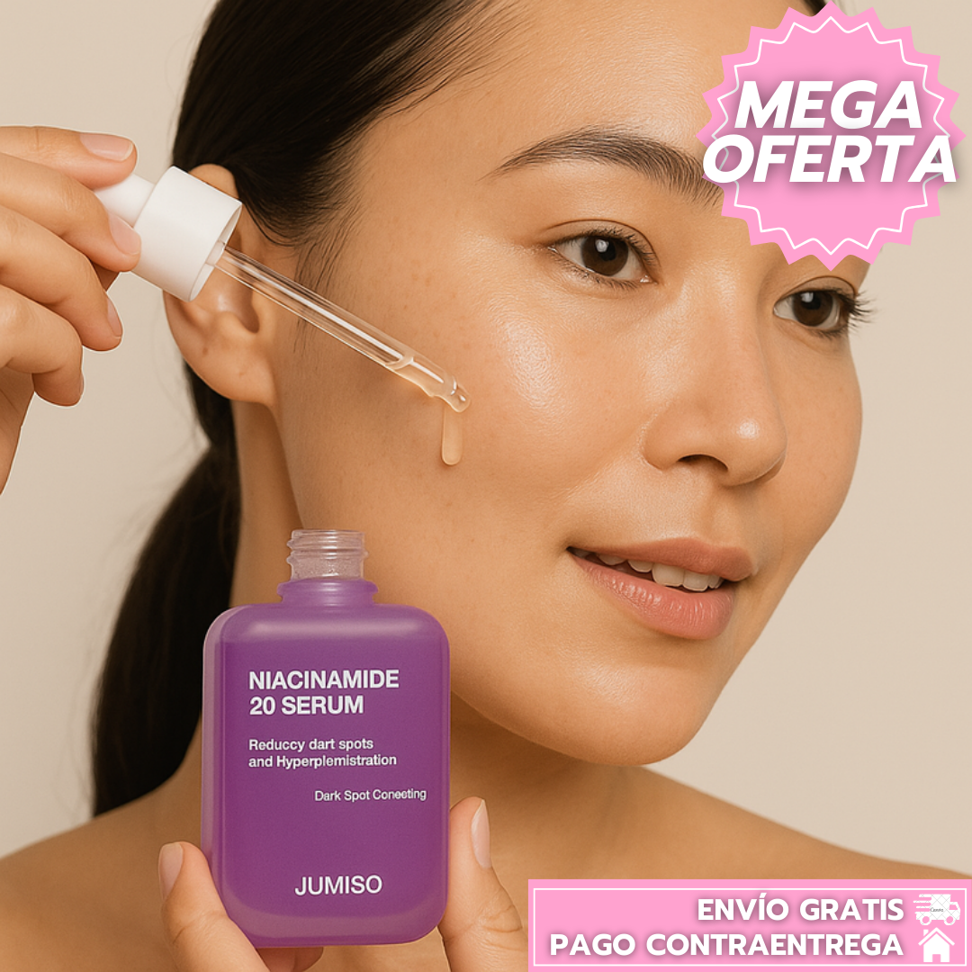 Serum coreano Jumiso™: Sérum facial de Niacinamida que unifica el tono, ilumina la piel y mejora visiblemente su textura.