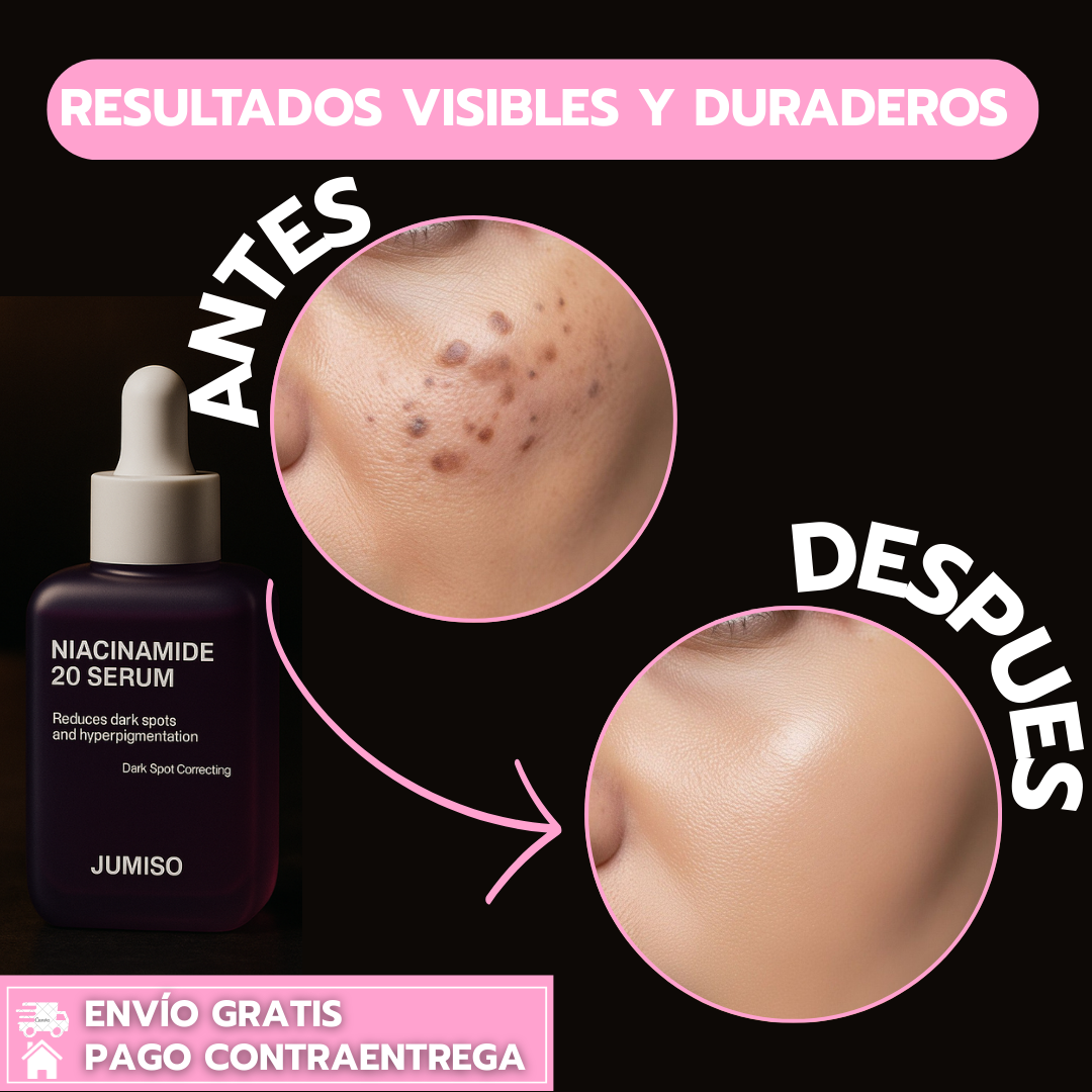 Serum coreano Jumiso™: Sérum facial de Niacinamida que unifica el tono, ilumina la piel y mejora visiblemente su textura.